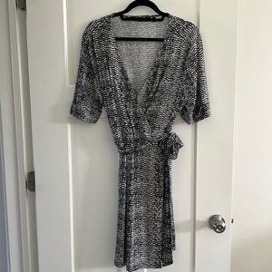 Wrap Dress, Black and White, Large